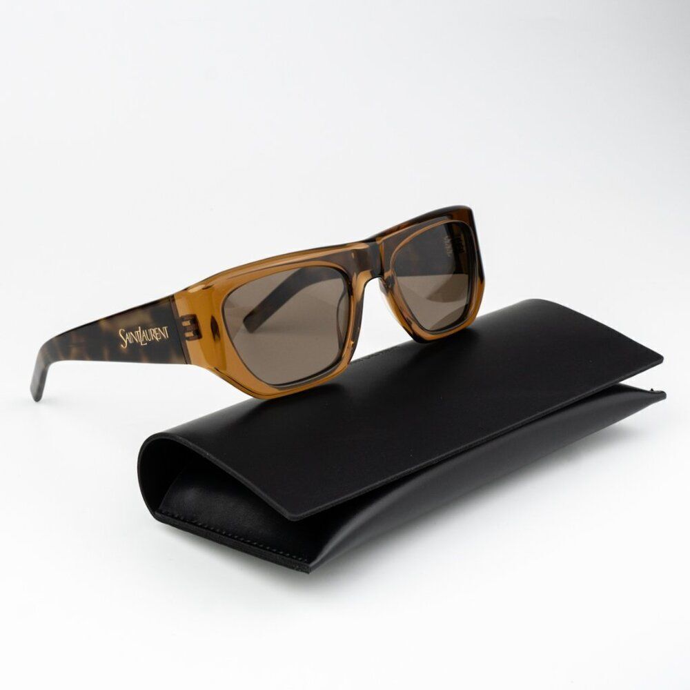 NEW Saint Laurent SL740 002 Brown Havana Square Unisex Sunglasses